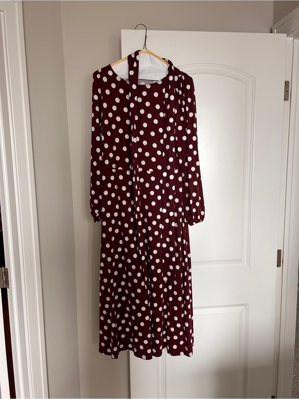 Boden Tie Waist Polka Dot Midi Dress